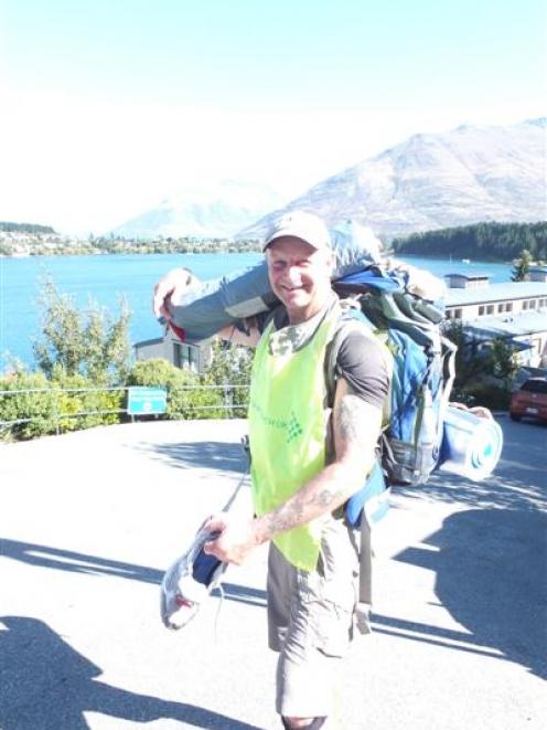 Englishman Robin Moore reaches Queenstown on his walk for cancer from Christchurch to Dunedin via...