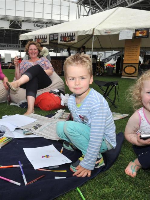 Enjoying the Otago Food, Wine and Music Festival on Saturday are (from left) Jen Paris, Ros...