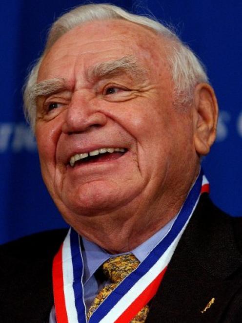 Ernest Borgnine smiles after receiving the World War 2 Veteran Medallion for valour, sacrifice,...