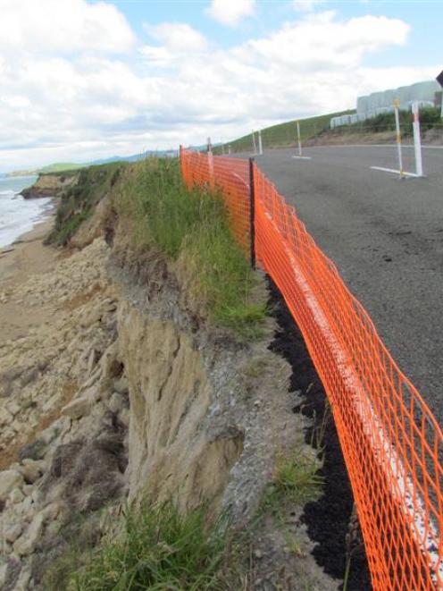 Erosion on the coast road in 2012. Photo from the ODT files.