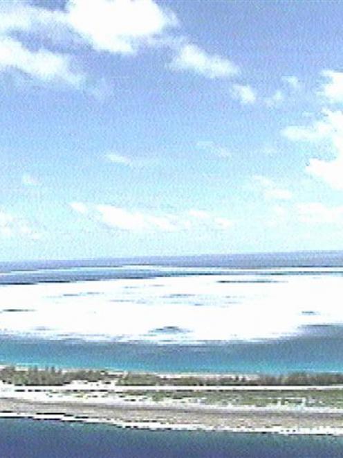 The sea close to the shore of Fangataufa Atoll, about 1200 km from the French Polynesian capital...