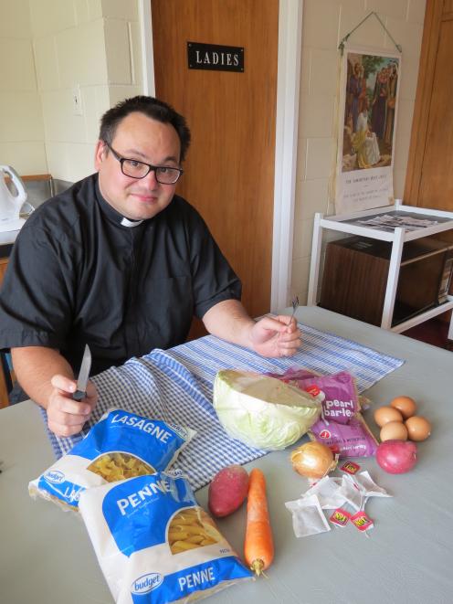 Fasting for charity . . .  The Reverend Ivica Gregurec is only  able to eat this food (worth $11...