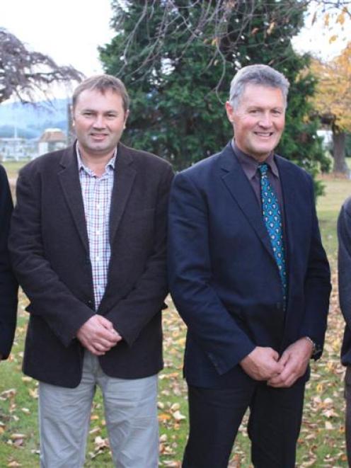 Federated Farmers executive members (from left) meat and fibre chairman Simon McAtamney, of...