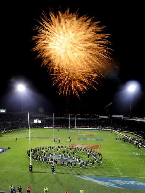 Fireworks light up Carisbrook in Dunedin on Saturday night as fans and players bring the curtain...