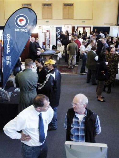 Fisher and Paykel employees consider their employment options at a careers expo held at Hislop...