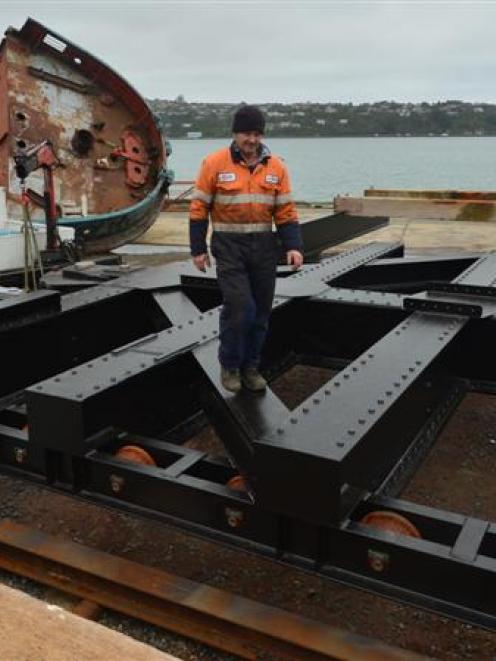 Fitter and turner Robert Butcher, of Action Engineering, works on the new slipway cradle for Port...