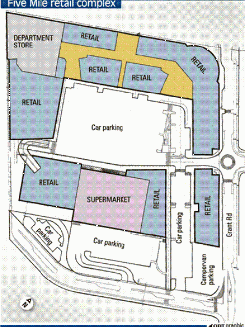 Five Mile retail complex. Graphic by the ODT.