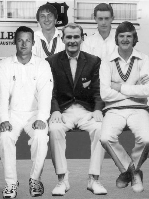 Five triple century-makers, all from Otago, get together in this composite photo: back row, Ken...