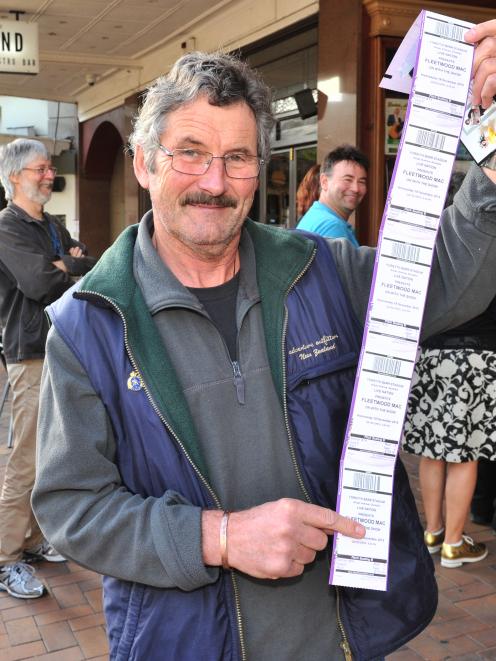 Fleetwood Mac fan Len Tallentire queued for hours to secure concert tickets in Dunedin yesterday....