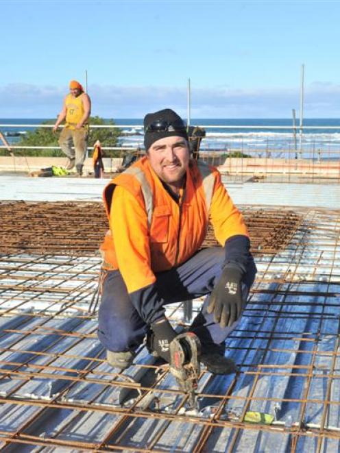 Fletcher Reinforcing contractor Cole Shanks at work on the Brighton Surf Life Saving Club...