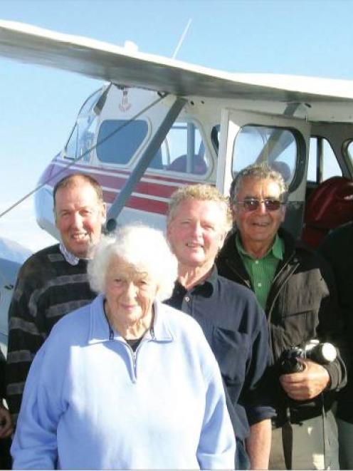 The old school plane . . . from left David Glubb (60), of Christchurch, Roger Eggeling (63), of...