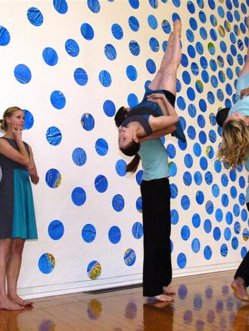 Footnote Dance Company perform at the Dunedin Public Art Gallery. They are (from left) Erynne...