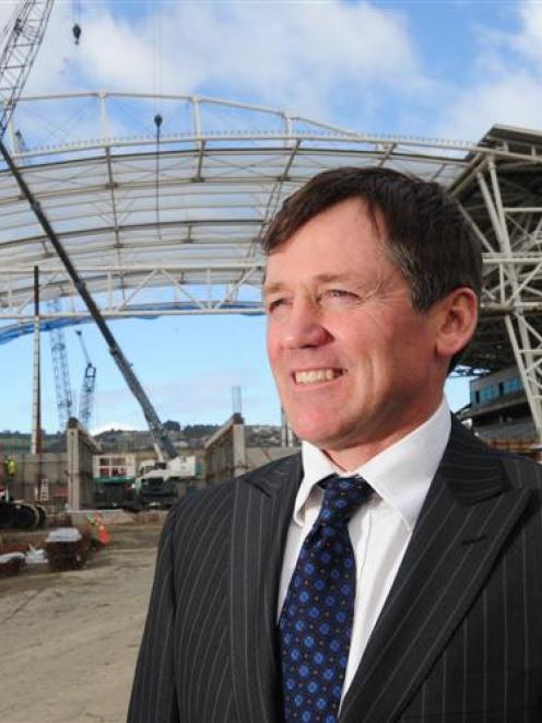 Former All Black captain David Kirk visits the Forsyth Barr Stadium yesterday. Photo by Craig...