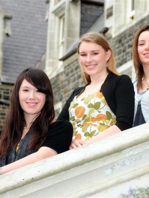 Former Columba College pupils (from left) Yani Hung, Emma Hutton and Dr Julia Matheson will...