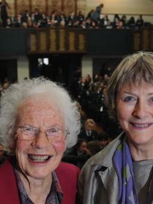 Former Columba College pupils Honor McKellar (left) and Elspeth Sandys returned yesterday, to be...