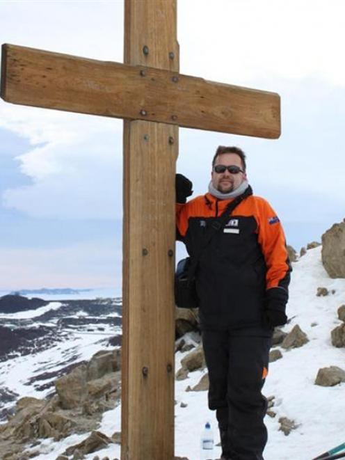 Former Dunedin man Eric Houghton stands on Observation Hill, above Scott Base, at the Antarctic,...