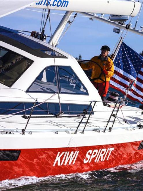 Former Dunedin man Stanley Paris on board his yacht Kiwi Spirit. Photo supplied.