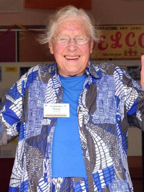 Former Mornington School pupil Connie Nelson celebrates seeing the school hall again, the only...