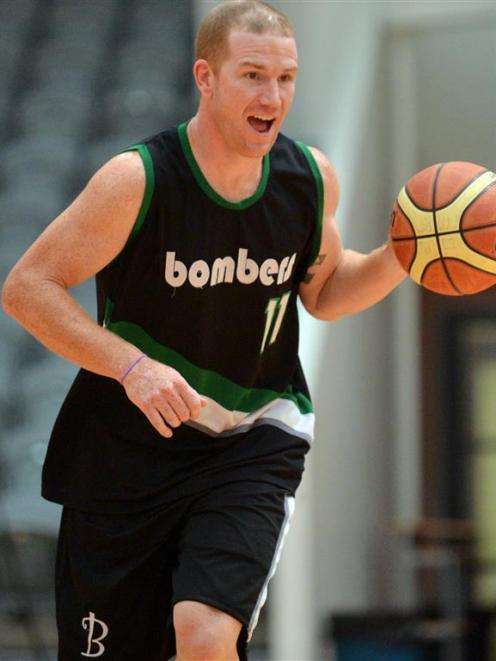 Former Otago Nuggets guard Hayden Allen playing for the Bombers in the Masters Games basketball...