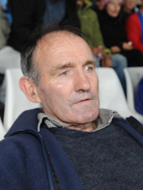 Former Otago rugby player Don Harley watches the Super 14 match between the Highlanders and the...