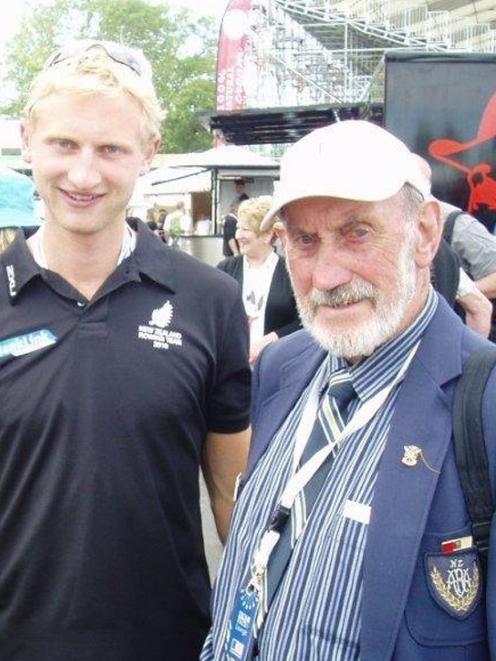 Fred Strachan (right), the former coach of Hamish Bond (left), at the World Rowing Championships...