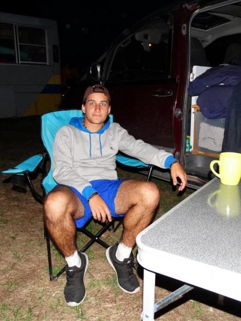 Freedom camper Kevin, of France, settles in on Tuesday night. PHOTO: DAVID WILLIAMS