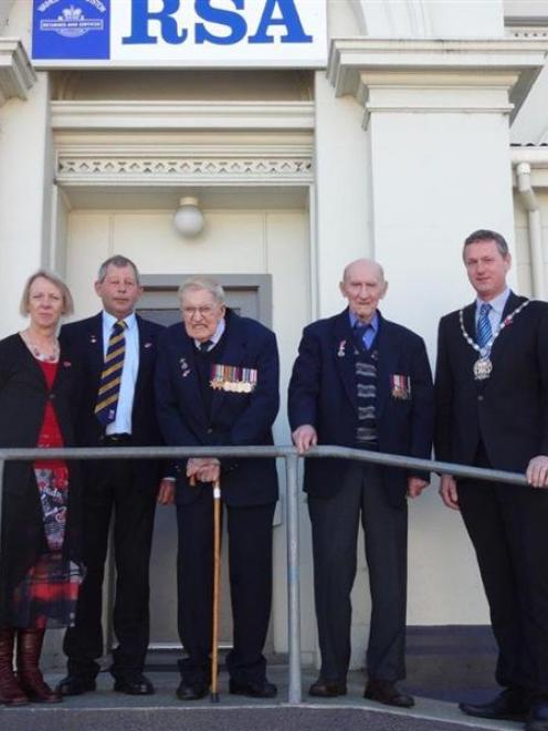 Gathered for a Palmerston RSA life membership ceremony on Saturday are (from left) secretary...
