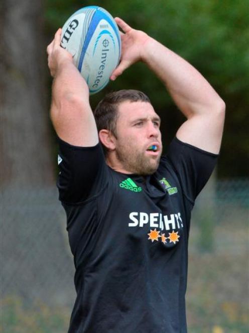 Ged Robinson going through his paces at Highlanders training at Logan Park yesterday. Photo by...