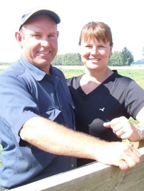 Geoff and Katrina Taylor at home on their North Otago dairy farm. Photo by Sally Rae.