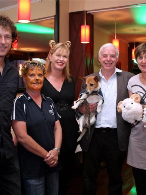 Geoff Woodhouse, Helen Saunders, Jo Weir, Sir Eion Edgar holding Billy (the dog), Lady Jan Edgar...