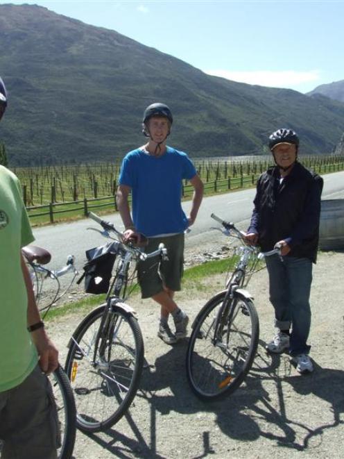 Gibbston "de Vine" cycle tour operator Greg McIntyre makes a stop at the Mt Rosa Winery in the...