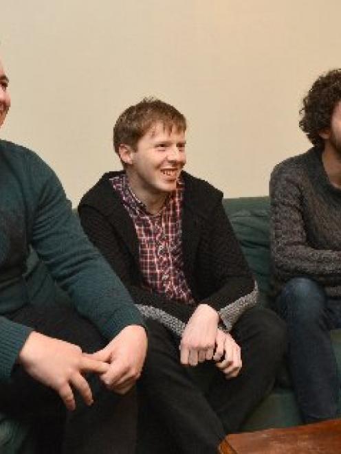 Giving their views on the 2014 Budget last night are (from left) flatmates John Brinsley-Pirie,...