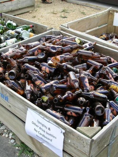 Glass-recycling bins in Alexandra. Photo by <i>ODT</i> files.