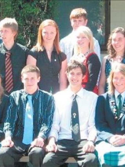 Gold Duke of Edinburgh recipients:(back row from left) Scott Stiven, Blair Thomson (both 19) and...