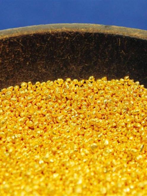 Gold granules at the Austrian Gold and Silver Separating Plant ''Oegussa'' in Vienna last month....