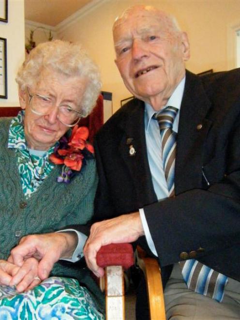 Grace and Fred Shield celebrate their 70th wedding anniversary in Dunedin yesterday. Photo by...