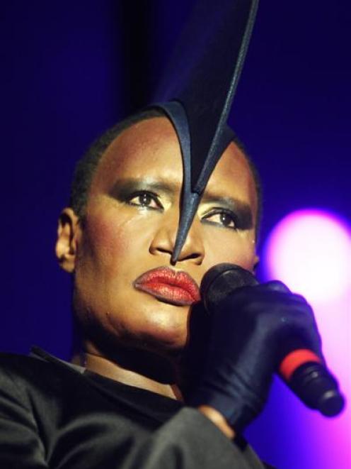 Grace Jones performs at the Latitude Festival in Southwold, England, last month. Photo by Getty...