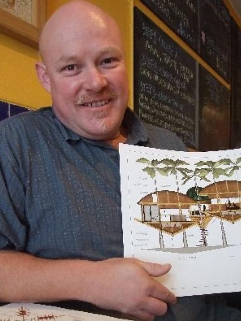 Graham Roebuck with an impression of the castaway treehouse design he submitted for an online...