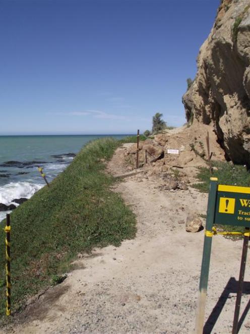 Grave's Track on Oamaru's Cape Wanbrow, closed again by erosion from heavy rain. The slips and...