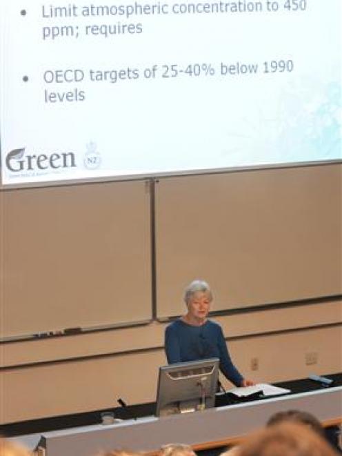 Green MP Jeanette Fitzsimons speaks out on climate change-related policy issues at the University...
