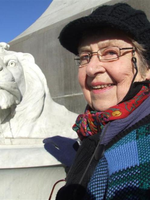 Guest Shirley Gillies switched on the lion fountain on the Boer War memorial during Saturday's...