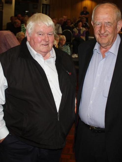 Haast-Hollyford highway meeting organiser Merv Halliday (left) and road promoter Durham Havill at...