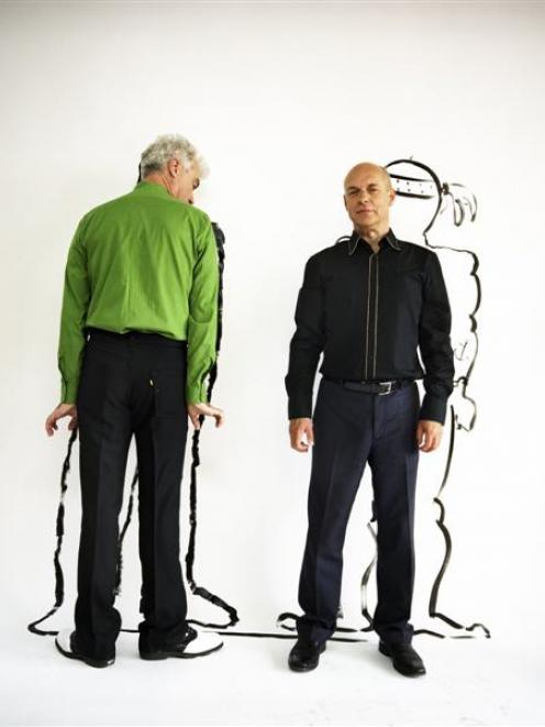 Hands across the ocean David Bryne (left) and Brian Eno. Photo by Danny Clinch.