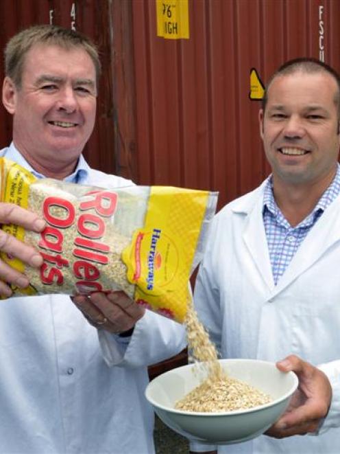 Harraways chief executive Stuart Hammer (left) and sales manager Rodney Johnston with a package...