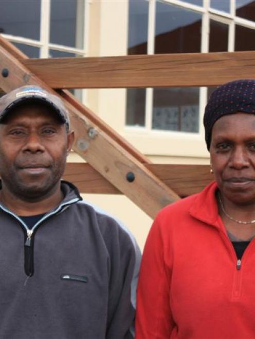 Harry (53) and Rita (51) Jocy, of Vanuatu, in Alexandra yesterday. They cannot contact their...