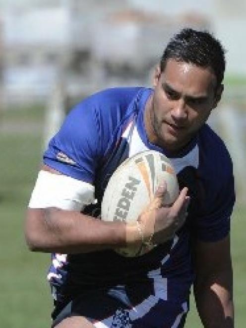Hawks captain Ra Kahukiwa goes on the charge during the Otago rugby league spring competition...