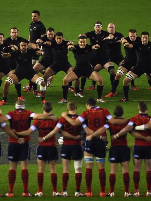 The All Blacks perform the Haka before the match. Photo by Getty Images