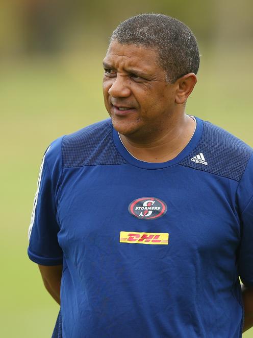 Head Coach Allister Coetzee looks on during a Stormers Super Rugby training session at Sanctuary...