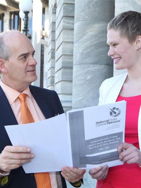 Health Minister Tony Ryall outside Parliament with Freemason Scholarship winner and University of...