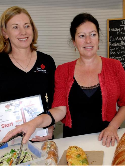 Heart Foundation health promotion co-ordinator Joanne Arthur (left) is impressed with the healthy...